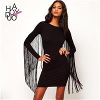 Vogue Fringe Slimming Accessories Fall 9/10 Sleeves Dress - Bonny YZOZO Boutique Store