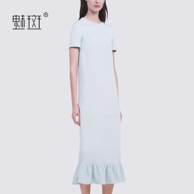 My Stuff, In summer 2017 new long skirts with small fresh temperament wave slim short sleeve dress w