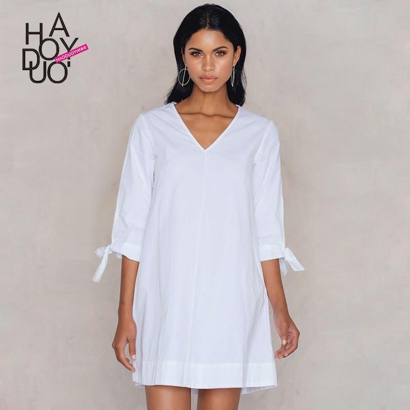 My Stuff, Must-have Oversized Simple V-neck 3/4 Sleeves Summer Dress - Bonny YZOZO Boutique Store