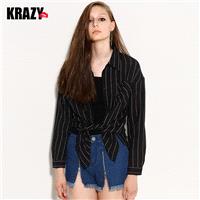 Elegant Fresh Draping Horizontal Stripped Casual 9/10 Sleeves Stripped Cardigan Blouse - Bonny YZOZO