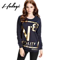 Oversized Vogue Printed Scoop Neck Alphabet Spring Casual 9/10 Sleeves Hoodie - Bonny YZOZO Boutique