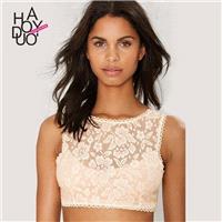 Sexy Open Back Split Front Slimming Lace Summer Crop Top Sleeveless Top - Bonny YZOZO Boutique Store