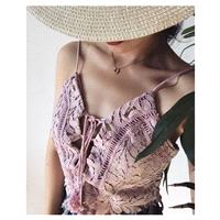 Beach Style Fringe Lace Up Holiday Lace Sleeveless Top Strappy Top Top - Bonny YZOZO Boutique Store