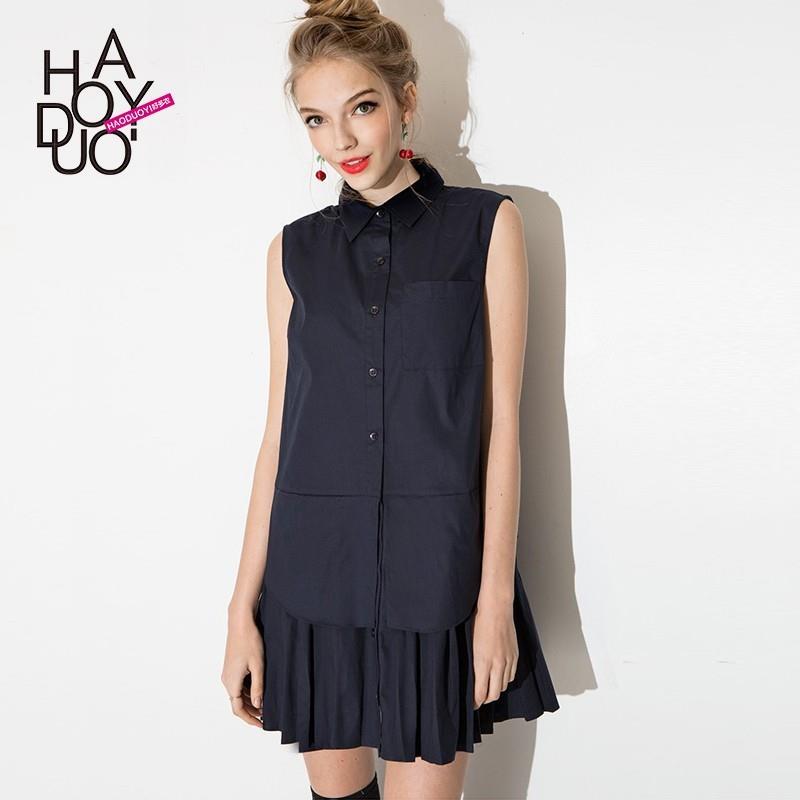 My Stuff, School Style Sweet Split Front Pleated Blouse Dress - Bonny YZOZO Boutique Store
