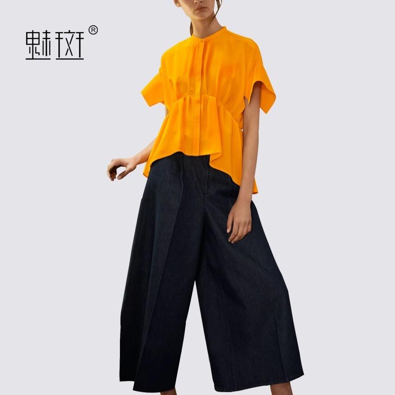 My Stuff, Plus Size loose wide leg pants two piece set 2017 summer New Women's short-sleeved casual