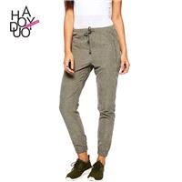 Ladies fall 2017 new street double Pocket waist strap casual pants - Bonny YZOZO Boutique Store