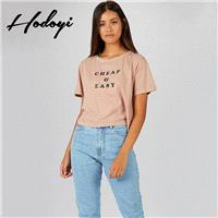School Style Must-have Vogue Sweet Printed Solid Color Scoop Neck Alphabet Summer Short Sleeves T-sh