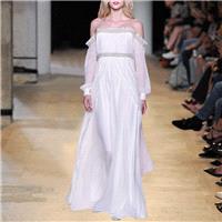 Vogue Beading Bateau Floor Length Chiffon 9/10 Sleeves Breast Wrap Dress - Bonny YZOZO Boutique Stor