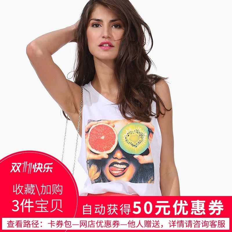 My Stuff, Must-have Oversized Vogue Printed Scoop Neck Sleeveless Edgy Casual Sleeveless Top Top - B