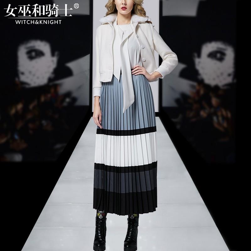 My Stuff, Vogue Contrast Color Pleated White Fancy Outfit Wool Coat Skirt - Bonny YZOZO Boutique Sto