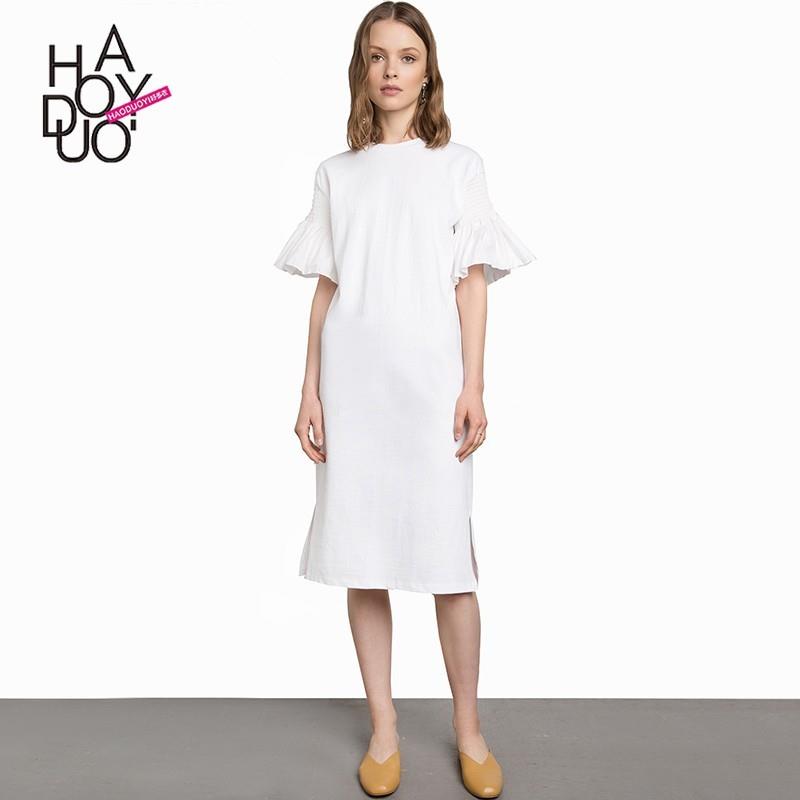 My Stuff, Must-have Vogue Simple Frilled Sleeves One Color Summer Dress - Bonny YZOZO Boutique Store