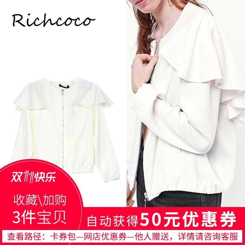 My Stuff, Must-have Oversized Student Style White Casual Frilled 9/10 Sleeves Top Coat - Bonny YZOZO