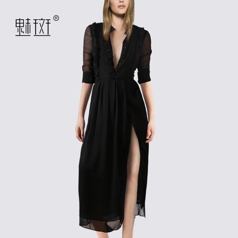 My Stuff, Sexy Split Attractive Chiffon 9/10 Sleeves Dress - Bonny YZOZO Boutique Store