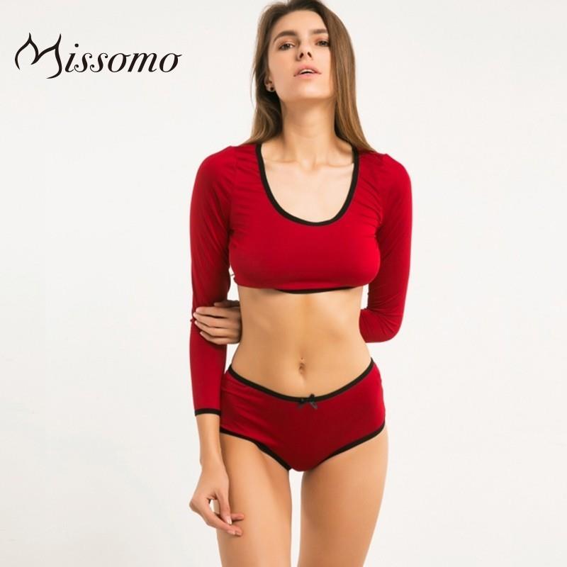 My Stuff, Vogue Sexy Slimming Comfortable 9/10 Sleeves Outfit Tight Basic Top Underpant Bra - Bonny