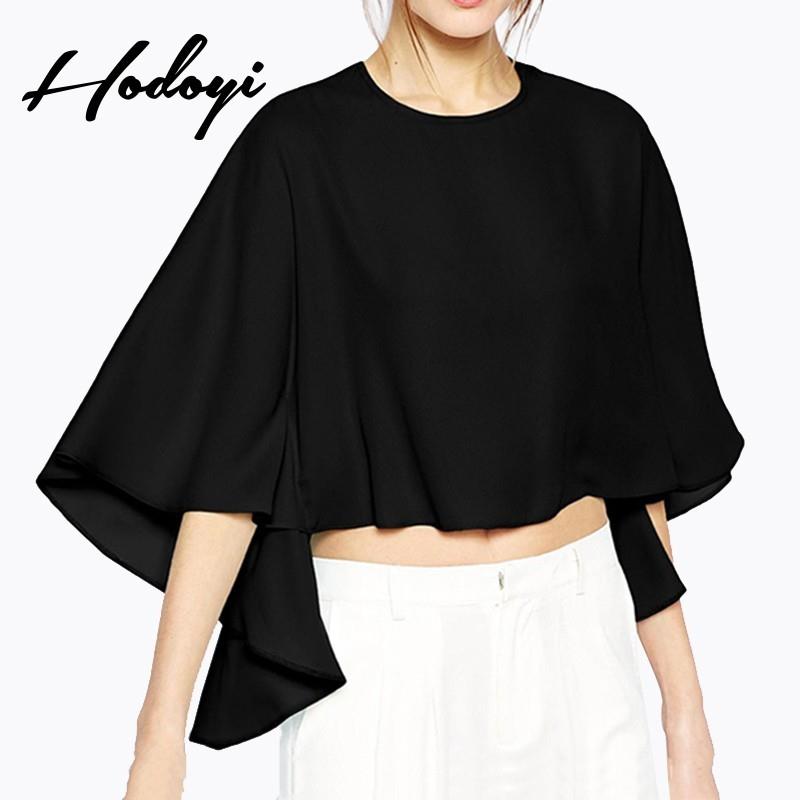 My Stuff, Vogue Simple Asymmetrical 3/4 Sleeves One Color Fall Casual Chiffon Top - Bonny YZOZO Bout