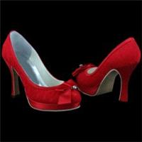 shoes, red, velvet, ribbon, platform