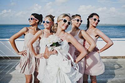 Wedding sunnies, With a complementary 'shade' for the bridesmaids, this bride still stands out.