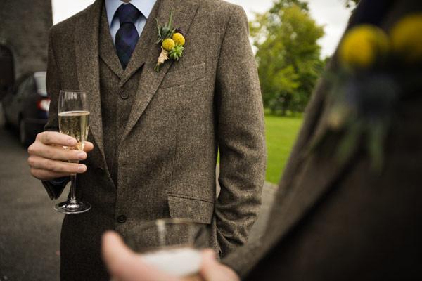 Groom, Tweed suit with blue tie