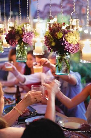 Hanging Centrepieces, Mixture of candles and flowers