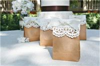 favours, brown paper, lace, ribbon