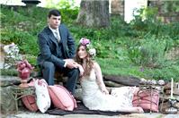 dress, floral crown