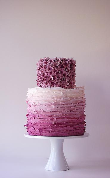 Cakes & Food, cake, ombre, pink, white