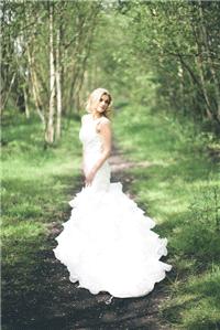 Hair & Beauty. wedding dress, asymmetrical, full skirt, fishtail