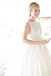 wedding dress, white, beading