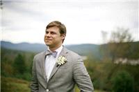 groom, suit, grey, boutonniere, bow tie