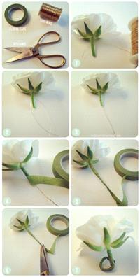 Tutorial for wrapping fresh flowers for hair