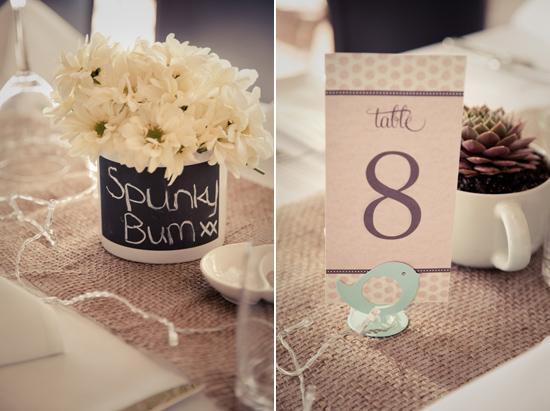 Nice touches, Flowers planted in teacups with blackboard paint