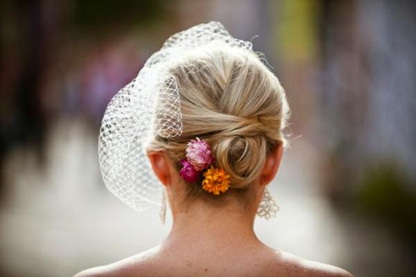 Make-up & Hair Looks, hair, updo, upstyle, flowers, veil