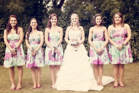 Bridesmaids, bridesmaid dresses, pattern, retro