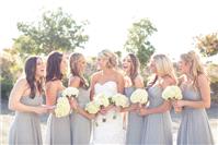 Attire. bridesmaid dress, grey, strapless