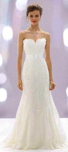 Dresses with Drama, wedding dress, white, sash, lace, strapless, sweetheart neckline