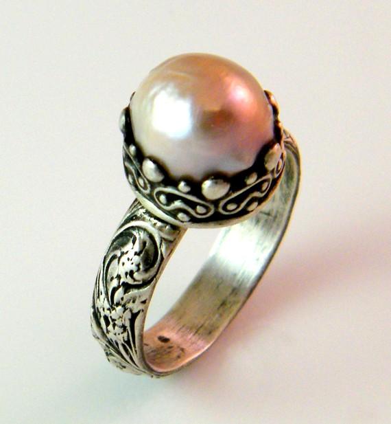 The Rock, rose pearl, Victorian, vintage, ring, engagement