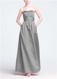 Attire. bridesmaid, dress, strapless, grey