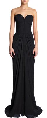 Attire. bridesmaid, dress, black, strapless, J Mendel