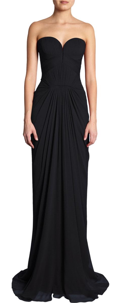 Dresses with Drama, bridesmaid, dress, black, strapless, J Mendel