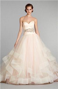 Attire. dress, strapless, sweetheart, sash, full skirt