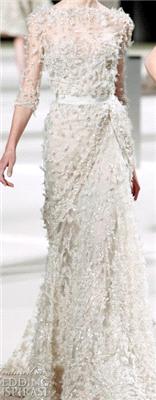 Attire. Elie Saab, dress, long, texture, sash