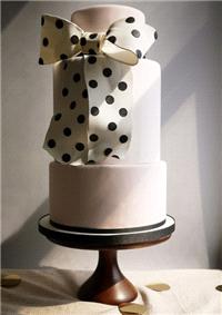 Cakes. wedding cake, polka dot, ribbon