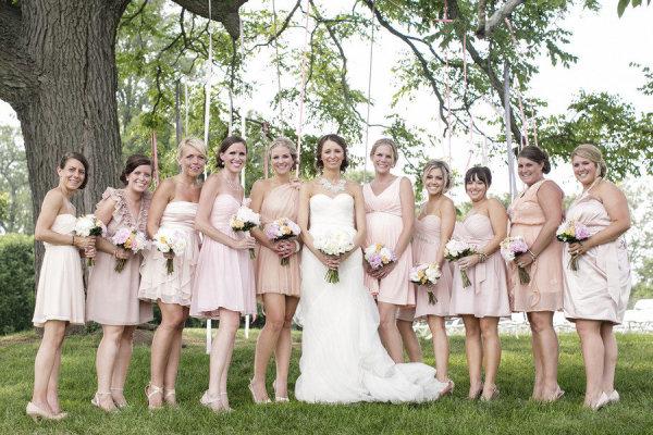 The Girls, bridesmaids, pink, blush, short, cocktail, knee length, dresses