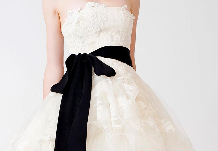 Looks we Love, Love the black sash with a wedding dress look. Velvet is perfect for A Christmas wedd