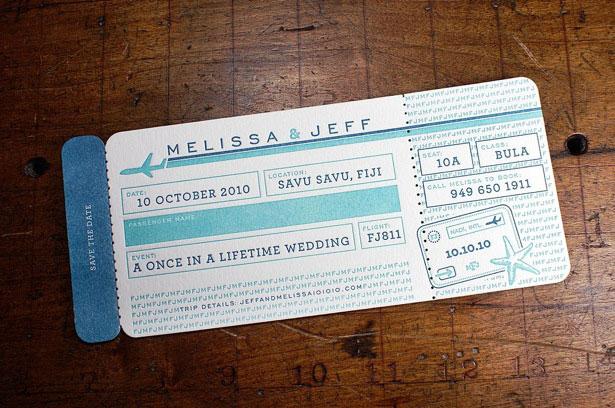 SaveDate Cards, flight ticket