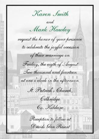 New York 3, Background photo with forest green font