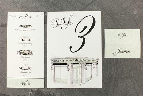 Couture Wedding Stationery, Place cards and Table cards