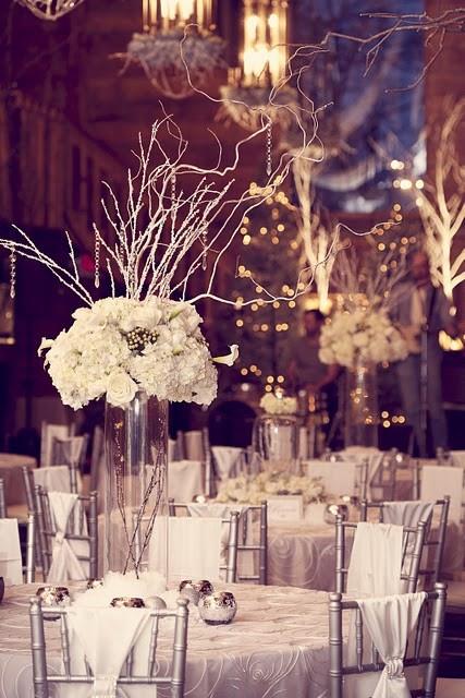 Winter wedding table arrangements