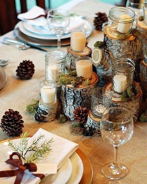 Winter wedding table arrangements
