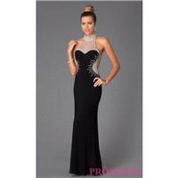 High Neck Floor Length Dress with Illusion Bodice by Betsy and Adam - Discount Evening Dresses |Shop